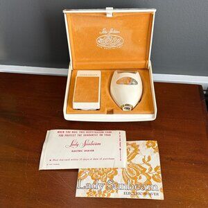 Vtg Lady Sunbeam Electric Lighted Shaver Razor Case Cord Cover Paperwork WORKS
